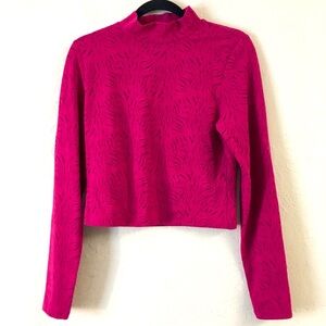 Babaton Fitted Turtleneck Textured Large Pink Stretch Casual Office